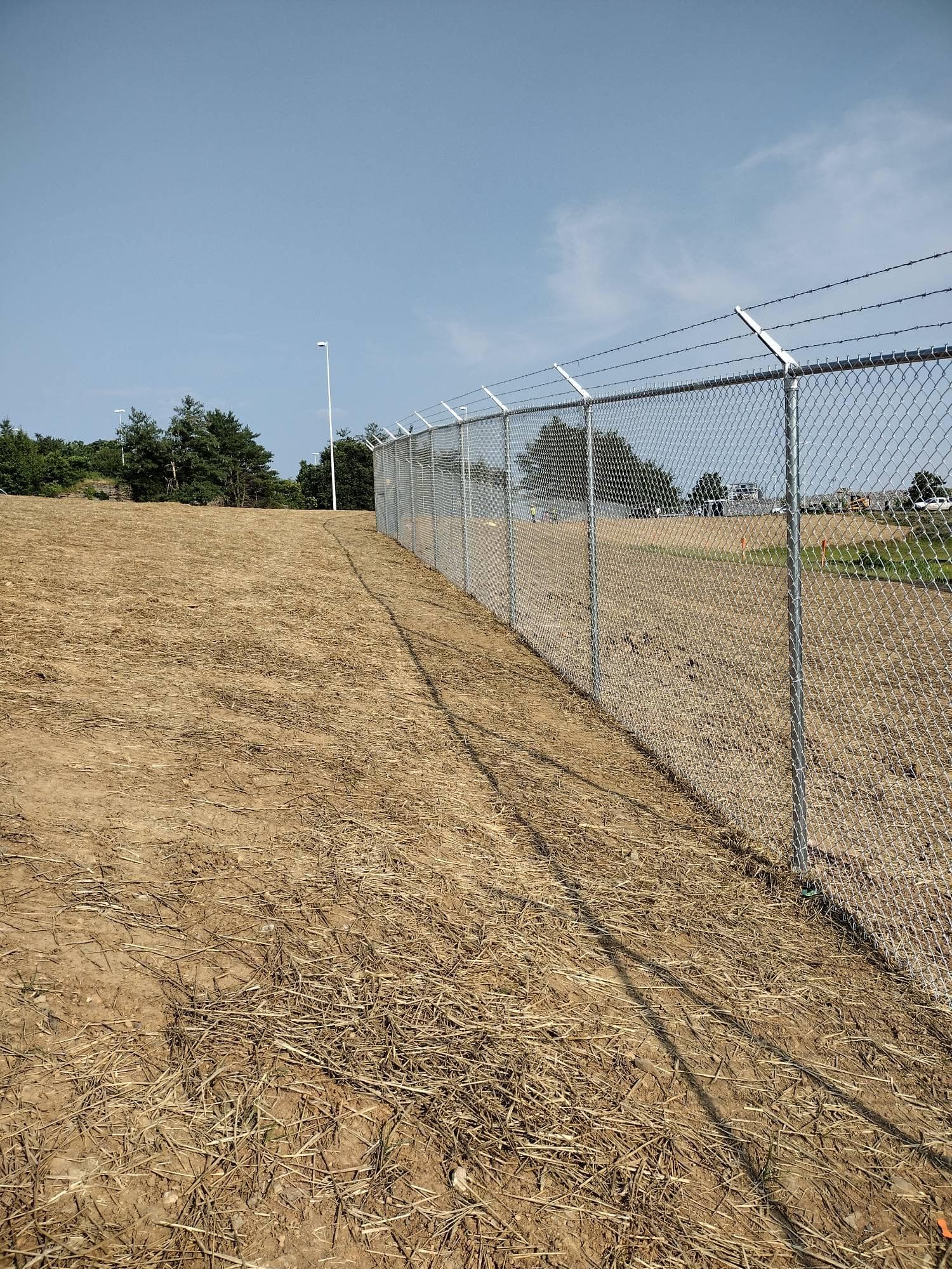 Galvanized Security Fence With Barbed Wire
